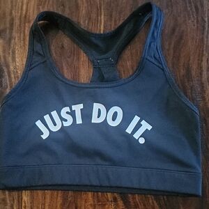 Nike Black Racerback Sports Bra with White 'JUST DO IT.' Logo No Tags